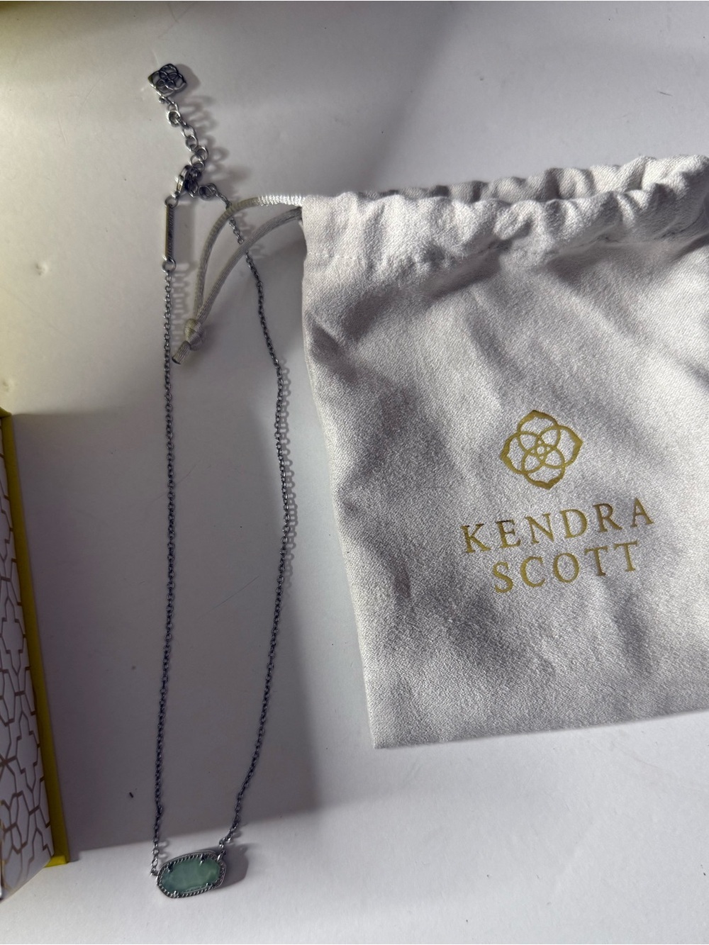 Kendra Scott Silver Necklace with Mint Green Pendant